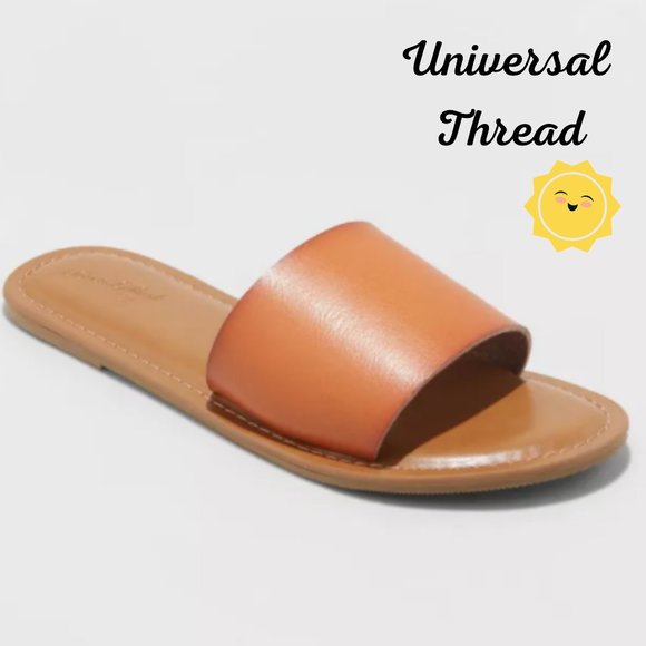 UNIVERSAL THREAD Kerrigan Slide Sandals Women's Summer Tan Casual Slip On Size 8 - Picture 1 of 6